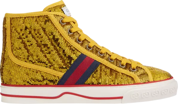 Кроссовки Gucci Wmns Tennis 1977 High Sequin - Gold, золото