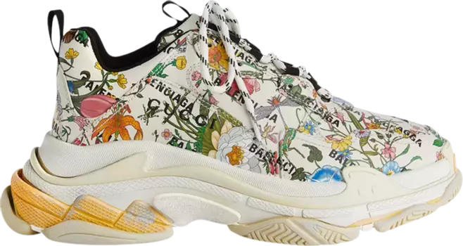 Кроссовки Gucci x Balenciaga Triple S Sneaker The Hacker Project - Floral, белый