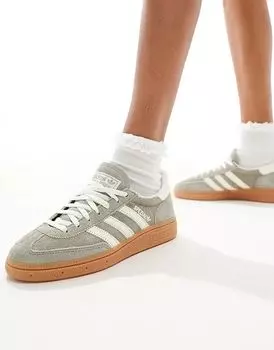 Кроссовки Handball Spezial серого и белого цвета с резиновой подошвой adidas Originals