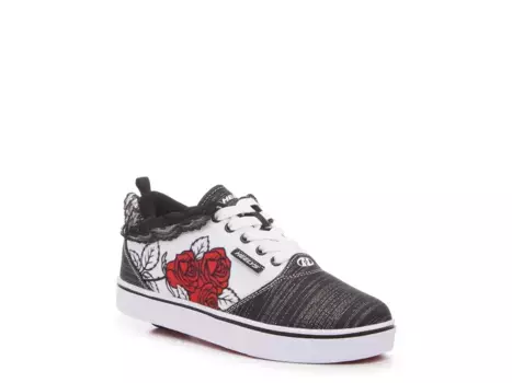 Кроссовки Heelys Pro 20 Skate Shoe — детские, черно-белый цветочный принт