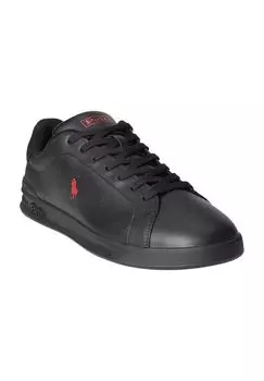 Кроссовки Heritage Court II, шнуровка, кожа, мужские POLO RALPH LAUREN, цвет Black Red