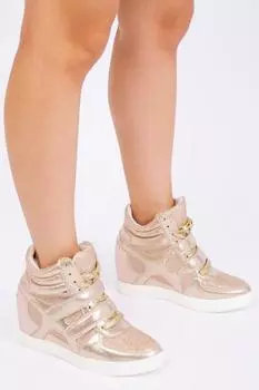 Кроссовки 'Hitop' Wedge Trainers With A Front Lace Up Where's That From, золото