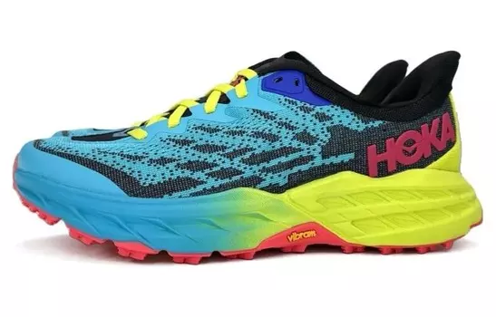 Кроссовки HOKA ONE ONE Speedgoat 5 Scuba Blue Black Women's, синий/желтый