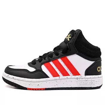 Кроссовки hoops mid 'black white vivid red' Adidas, белый