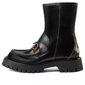 Кроссовки horsebit-embellished ankle boots 'black' Gucci, черный