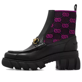 Кроссовки horsebit gg jersey boot 'black fuchsia' Gucci, черный