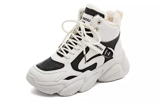 Кроссовки HUANQIU Chunky Sneakers Women's High-top Black/beige, бежевый/черный