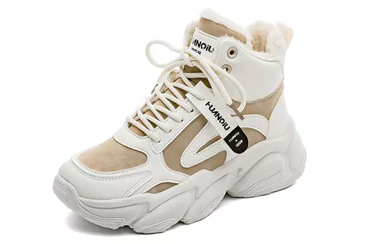 Кроссовки HUANQIU Chunky Sneakers Women's High-top Brown, коричневый