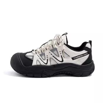 Кроссовки HUANQIU Chunky Sneakers Women's Low-top Beige/Black, бежевый/черный