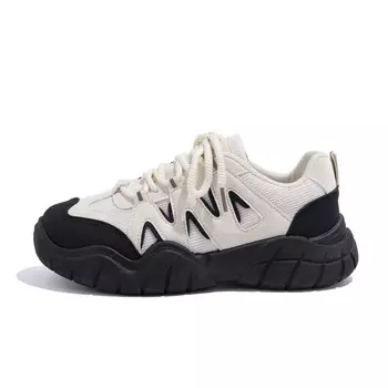Кроссовки HUANQIU Chunky Sneakers Women's Low-top Fossil/Black/Fossil, цвет Off White