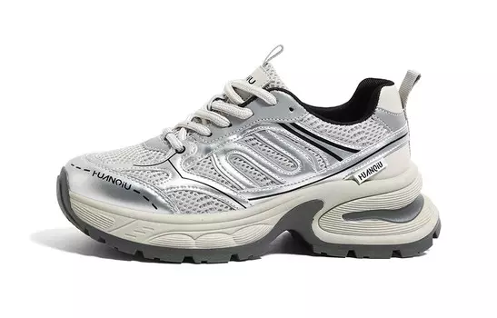 Кроссовки HUANQIU Chunky Sneakers Women's Low-top, серебряный