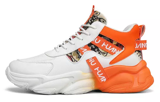 Кроссовки HUANQIU Lifestyle Shoes Men Mid-top Orange, белый/оранжевый