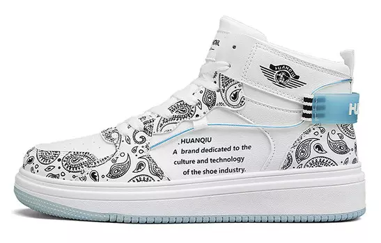 Кроссовки HUANQIU Skateboarding Shoes Men High-top Blue, белый/голубой