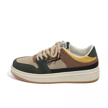 Кроссовки HUANQIU Skateboarding Shoes Men Low-top Khaki Green, хаки/зеленый