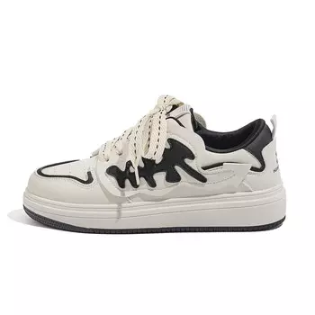 Кроссовки HUANQIU Skateboarding Shoes Men Low-top White, бежевый/черный