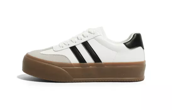 Кроссовки HUANQIU Skateboarding Shoes Unisex Low-top Beige/Black, белый/черный