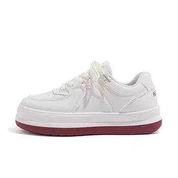 Кроссовки HUANQIU Skateboarding Shoes Women's Low-top Beige/Red, бежевый/красный