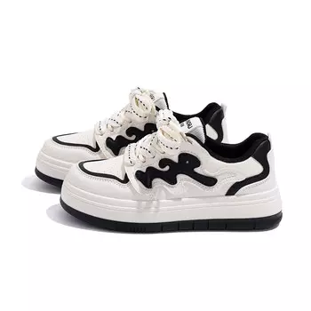 Кроссовки HUANQIU Skateboarding Shoes Women's Low-top Black/Beige, черный/бежевый
