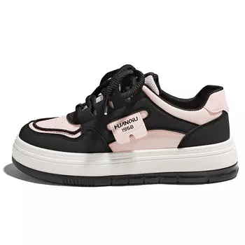 Кроссовки HUANQIU Skateboarding Shoes Women's Low-top Pink, черный/розовый