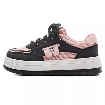 Кроссовки HUANQIU Skateboarding Shoes Women's Low-top Pink, черный/розовый