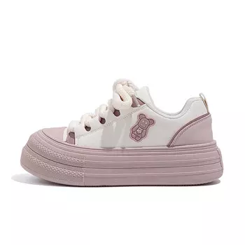 Кроссовки HUANQIU Skateboarding Shoes Women's Low-top Beige/Pink, розовый