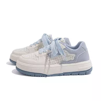 Кроссовки HUANQIU Skateboarding Shoes Women's Low-top Beige/Blue, бежевый/синий
