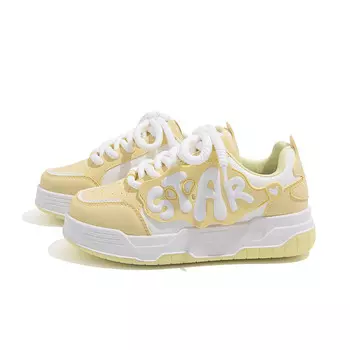 Кроссовки HUANQIU Skateboarding Shoes Women's Low-top, белый/желтый