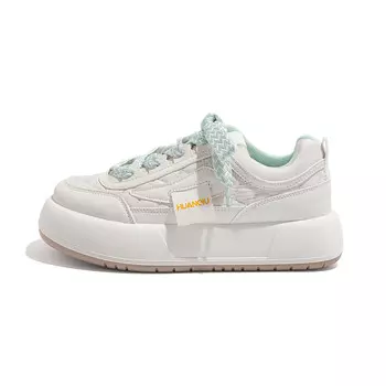 Кроссовки HUANQIU Skateboarding Shoes Women's Low-top Beige/Green, зеленый
