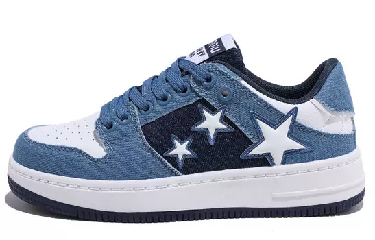 Кроссовки HUANQIU Skateboarding Shoes Women's Low-top White/blue, белый/синий