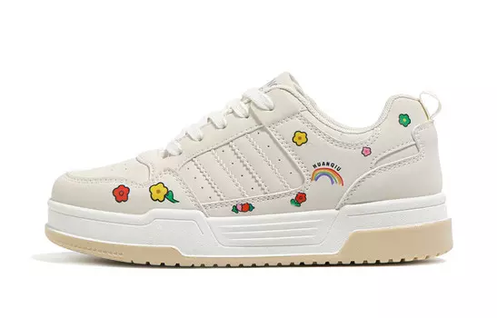 Кроссовки HUANQIU Skateboarding Shoes Women's Low-top Red, бежевый