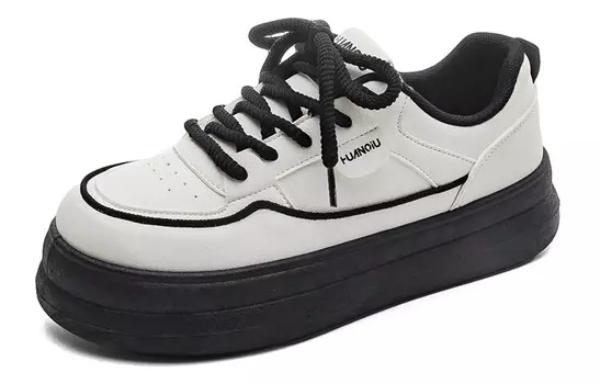 Кроссовки HUANQIU Skateboarding Shoes Women's Low-top White, бежевый/черный