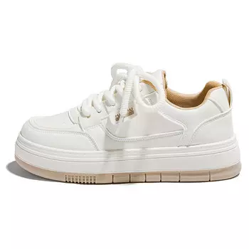 Кроссовки HUANQIU Skateboarding Shoes Women's Low-top Khaki, белый/хаки