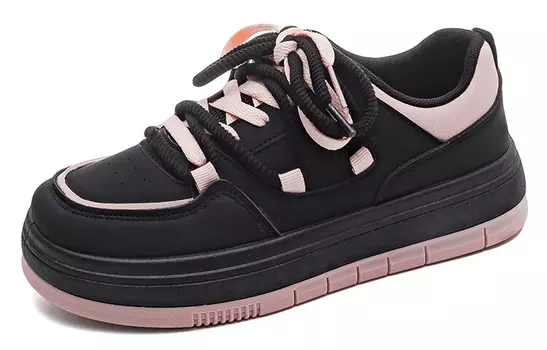 Кроссовки HUANQIU Skateboarding Shoes Women's Low-top Pink, черный/розовый