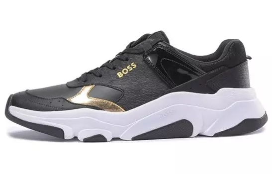 Кроссовки HUGO BOSS Lifestyle Shoes Men Low-top Gold/black, черный/золотой