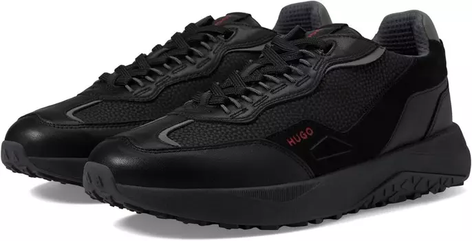 Кроссовки HUGO Kane Mix Material Run Sneaker, цвет Shiny Black