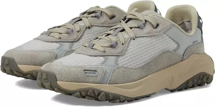 Кроссовки HUGO Mixed Material Mesh Sneakers, цвет Light Pigeon Grey
