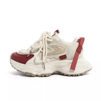 Кроссовки Humanism 1986 Chunky Sneakers Women's Low-top, бежевый/красный