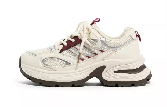 Кроссовки Humanism 1986 Chunky Sneakers Women's Low-top, бежевый/красный