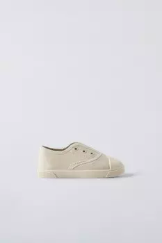 Кроссовки из эластичного хлопка ZARA, экрю белый