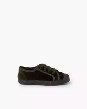 Кроссовки из бархатной парусины для мальчика на шнуровке Pisamonas, цвет Kaki