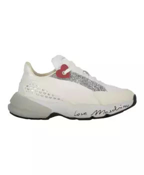 Кроссовки из блестящей замши Love Moschino, белый