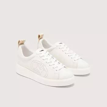 Кроссовки из гладкой кожи Coccinelle MONOGRAM PERFOREE SNEAKERS, белый