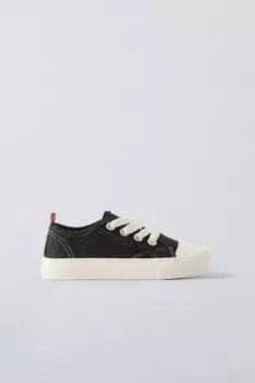 Кроссовки из хлопка с потертостой ZARA, черный
