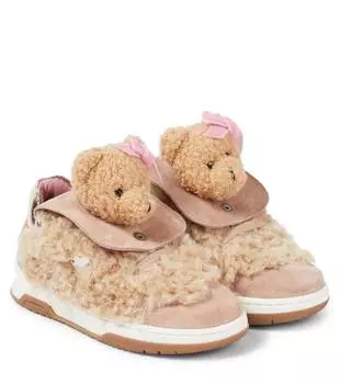 Кроссовки из искусственного меха и кожи Monnalisa, бежевый