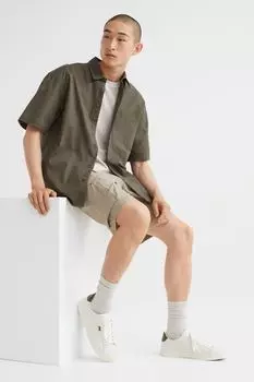 Кроссовки из искусственной кожи H&M, светло-серый/зеленый хаки