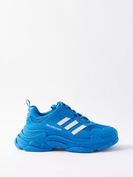 Кроссовки из искусственной кожи x adidas triple s Balenciaga, синий