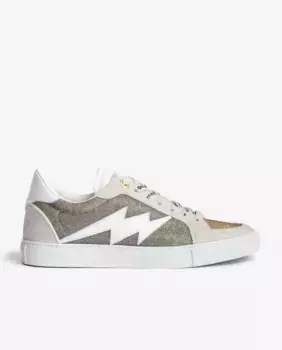 Кроссовки из комбинированной ткани серебристого цвета ZV1747 Zadig & Voltaire, серебряный