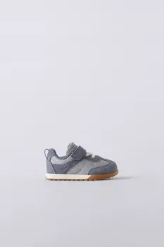 Кроссовки из контрастной кожи ZARA, синий