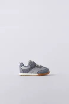 Кроссовки из контрастной кожи ZARA, синий