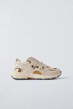 Кроссовки из коровьей кожи ZARA, бежевый